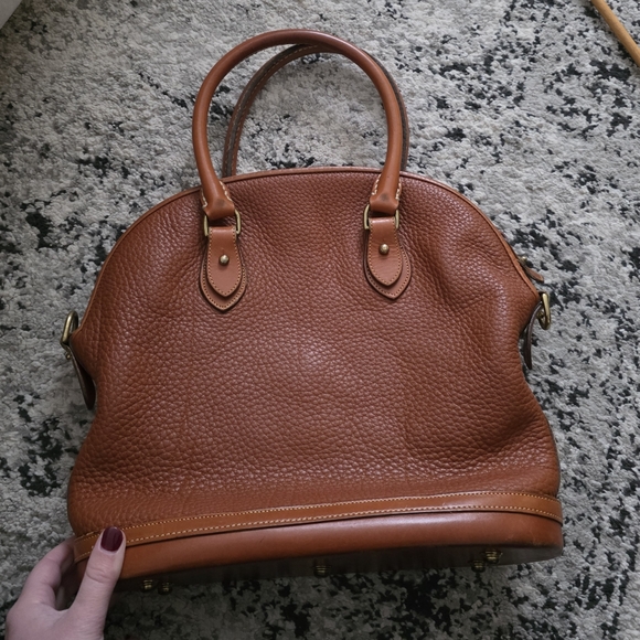 Vintage 90s Dooney & Bourke Norfolk Case Satchel Bag Brown Leather Western Chic - Picture 6 of 8